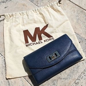 Michael Kors navy blue leather wallet clutch/crossbody